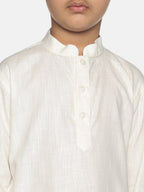 Sethukrishna Boys Cream-Coloured Pure Cotton Kurta with Pyjamas | Grocsy