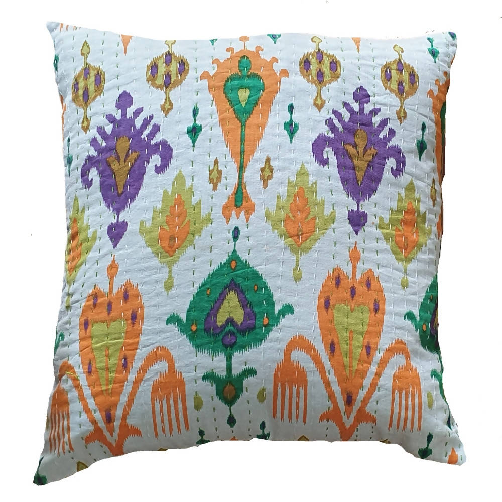 The Decor Nook Off White Base With Multi Colour Leaf Print Cushion Cover | Grocsy