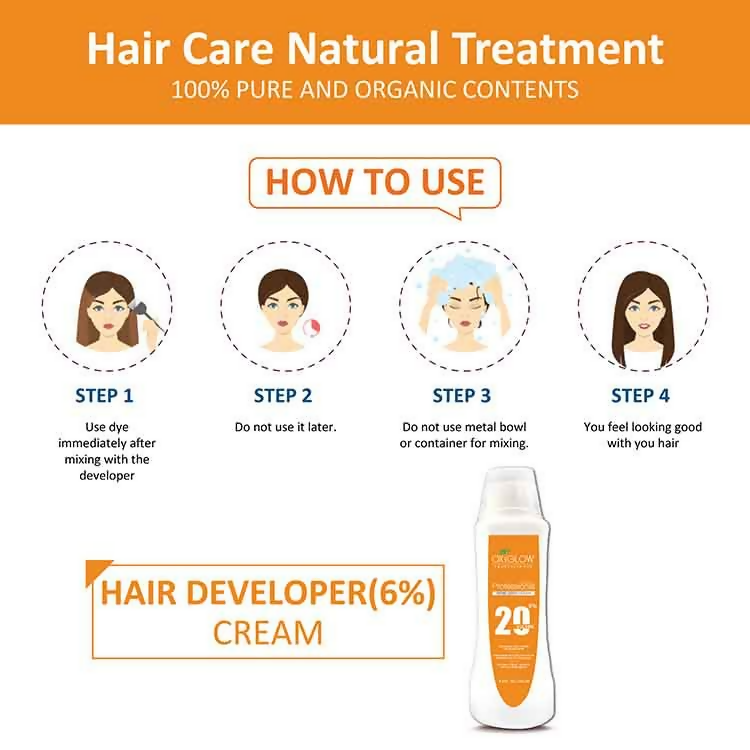 Oxyglow Herbals Professional Hair Color Developer - 20 Volume (6%) Orange | Grocsy