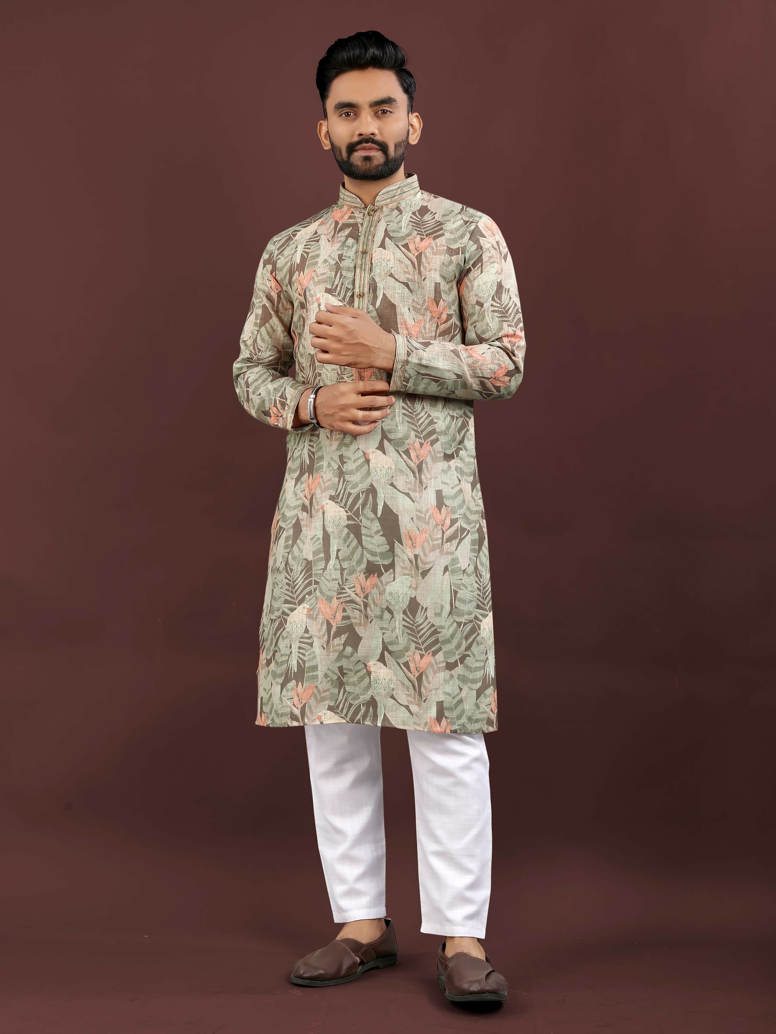 Anaita Brown Digital Print Kurta | Grocsy
