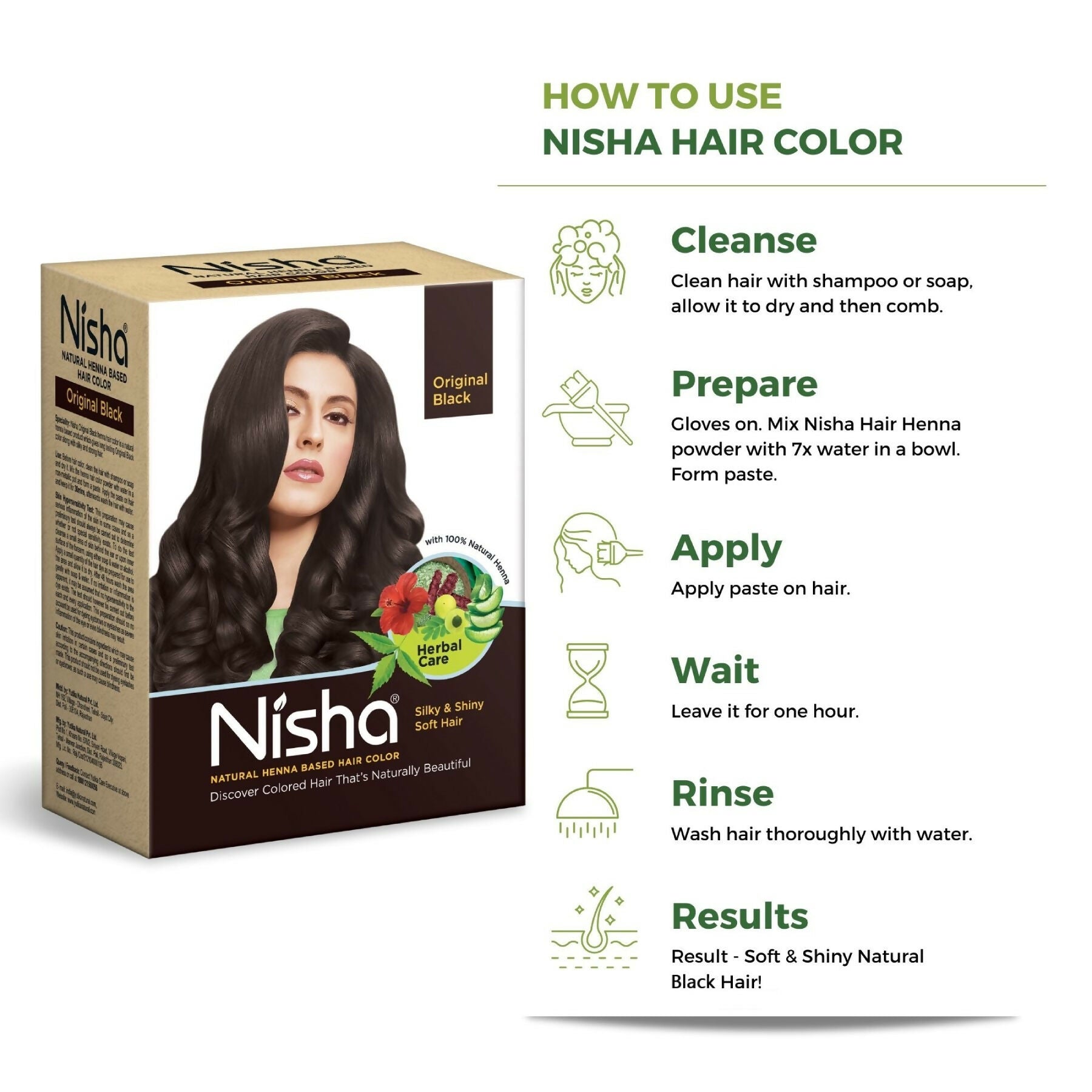 Nisha Henna Based Hair Colour for Women & Men Original Black | Grocsy