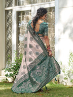 Anaita D Green Silk Blend Woven Saree With Blouse | Grocsy
