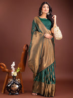 Anaita D Green Banarasi Silk Woven Saree With Blouse | Grocsy