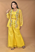 Morchari Women Hand Embroidery Crop Top-Yellow | Grocsy