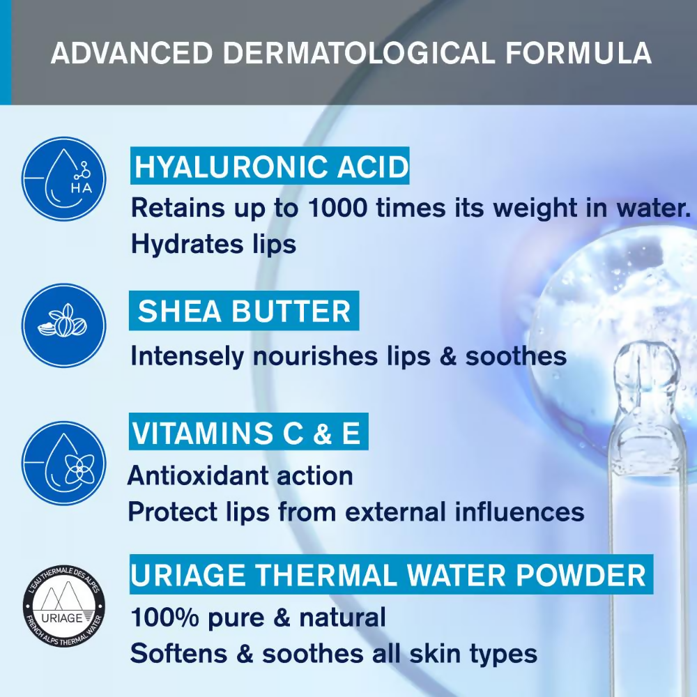 Uriage Eau Thermale Lip Balm Hyluronic Acid & Shea Butter | Grocsy