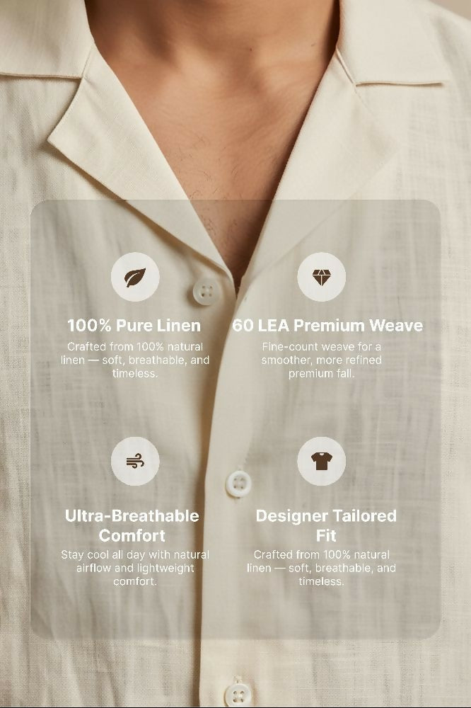 Sera — Cream Linen Shirt by Hilo Design | Grocsy