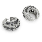 Black & Silver Diamond Hoops Earrings- Ruby Raang