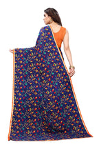 Vamika Ethnic Fire Blue Printed With Lace Saree | Grocsy