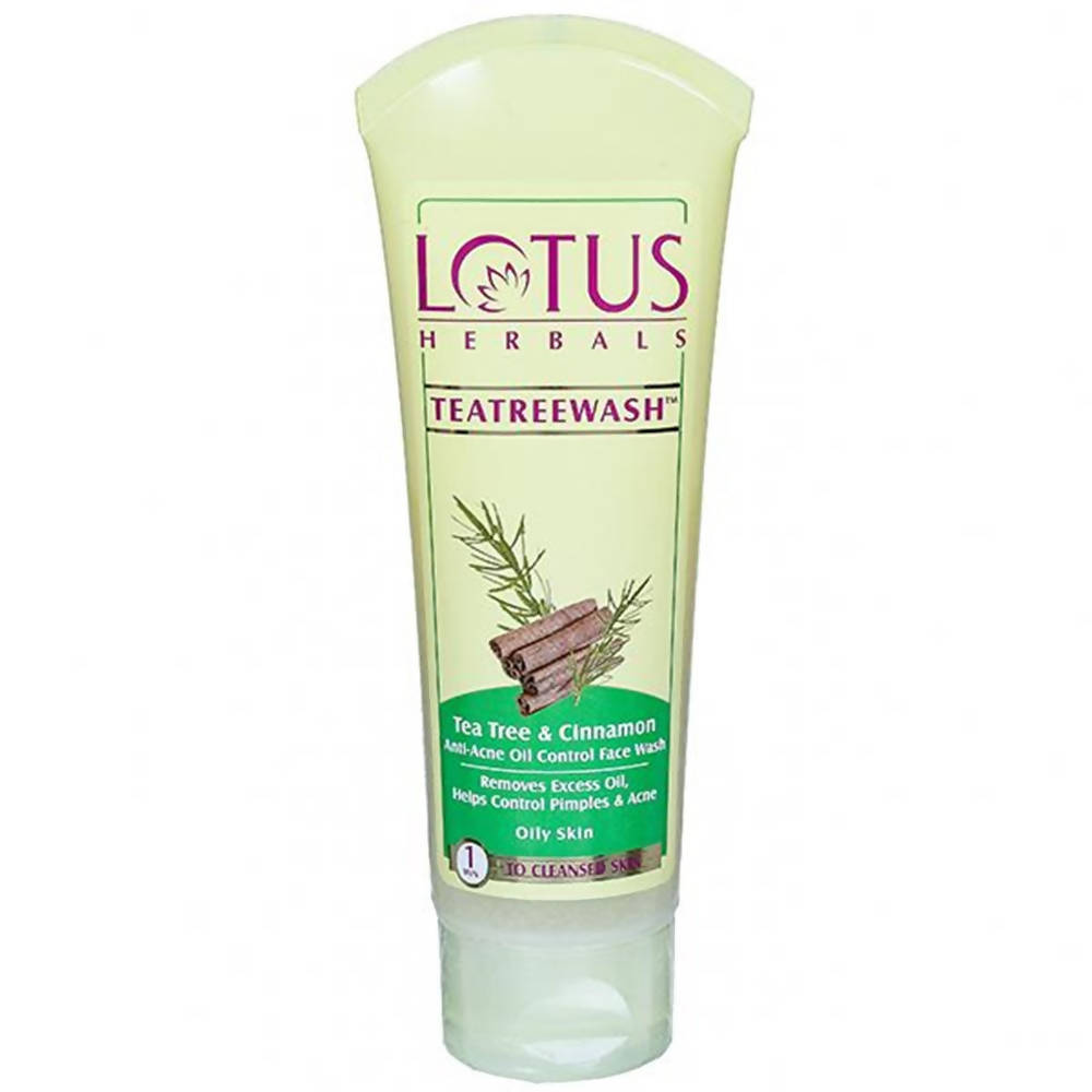 Lotus Herbals Teatreewash Tea Tree & Cinnamon Anti-Acne Oil Control Face wash | Grocsy