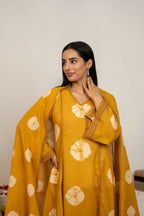 Joban Fashion Mustard Yellow Tie & Dye Cotton Suit Set | Grocsy
