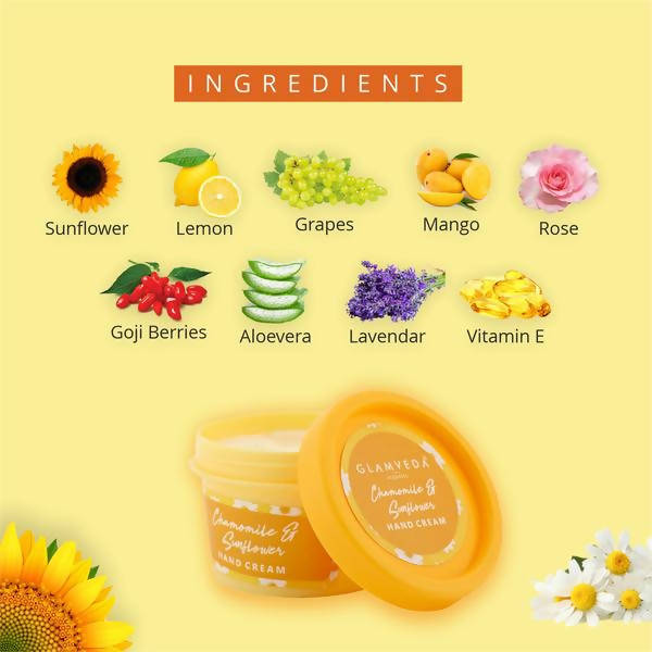 Glamveda Chamomile & Sunflower Hand Cream | Grocsy