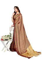 Vamika Weaving Brown Cotton Silk Saree | Grocsy