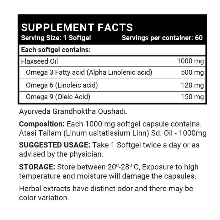 Inlife Flaxseed Oil Atasi Tailam Capsules | Grocsy