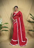 Exclusive Collection Beautiful Red Jaal Jamdani Saree | Grocsy