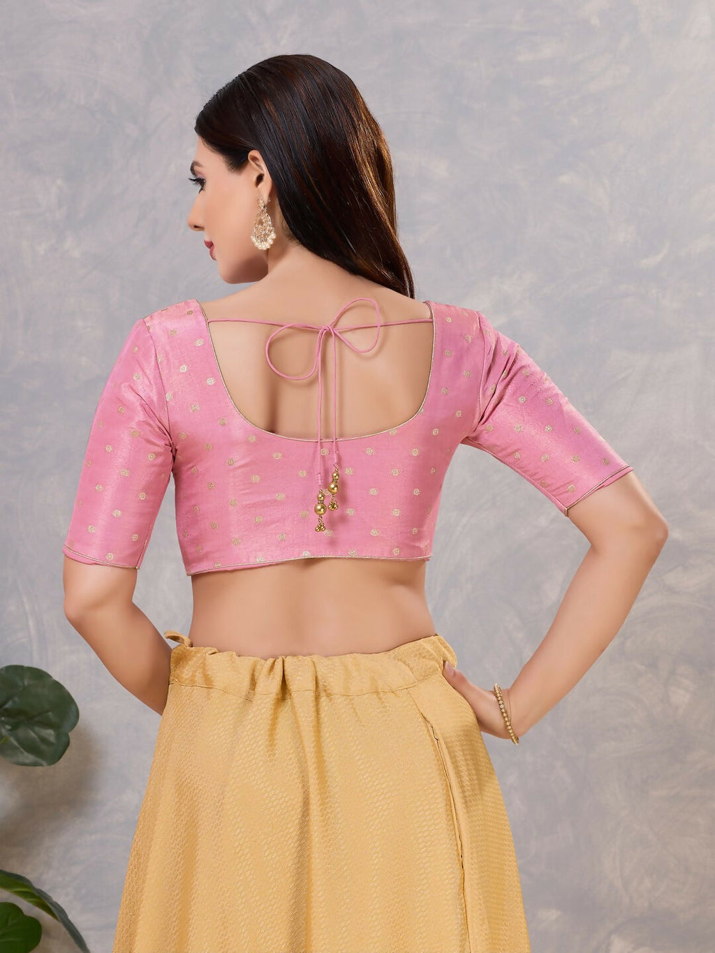 Joban Fashion Women Silk Light-Pink Stitched Blouse | Grocsy