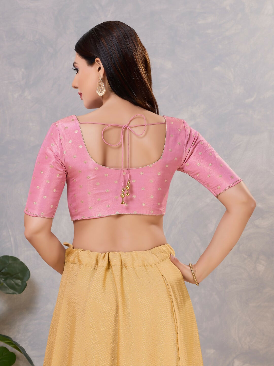 Joban Fashion Women Silk Light-Pink Stitched Blouse | Grocsy
