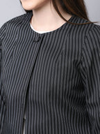 Even Apparels Black Polywool Open Front Statement Women's Jacket | Grocsy