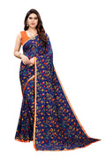 Vamika Ethnic Fire Blue Printed With Lace Saree | Grocsy