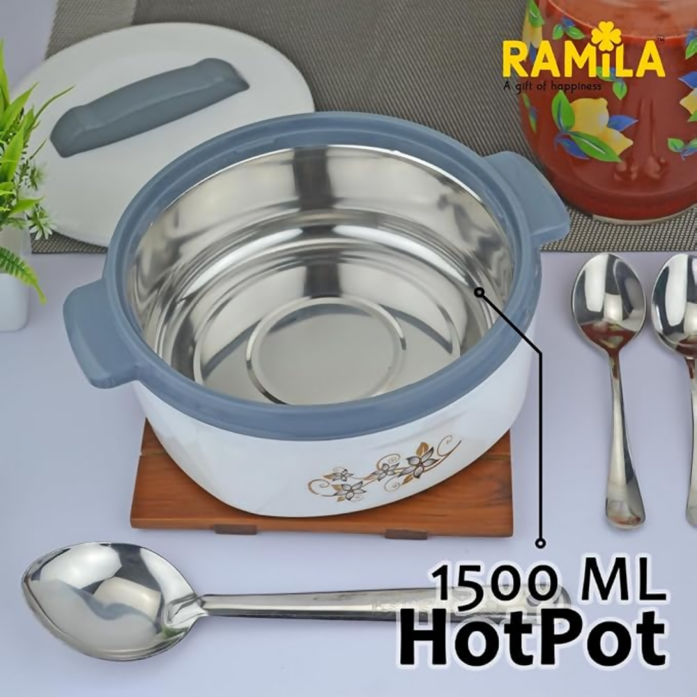 ramila Brand Insulated Inner Steel Casserole for Roti - White | Grocsy