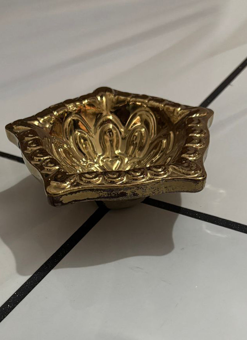 Wood estate Crafted From Metal Designer Diya | Grocsy