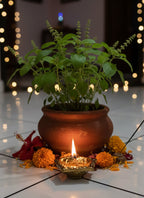 Wood estate Crafted From Metal Designer Diya | Grocsy
