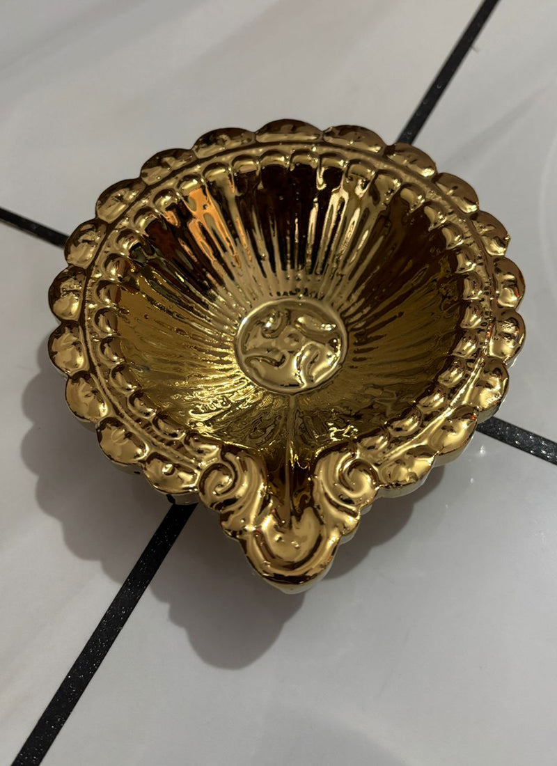 Wood estate Crafted From Metal Designer Diya | Grocsy
