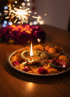 Wood estate Crafted From Metal Designer Diya | Grocsy