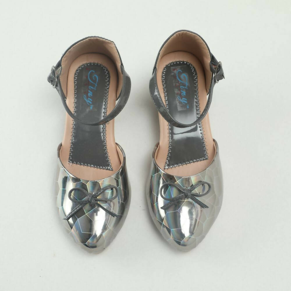 Tiny Bugs Girls Party Wear Ballerinas Heels - Dark Grey | Grocsy