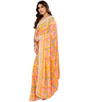 Women's Partywear Designer Yellow Georgette Fancy Saree - Satrangi | Grocsy