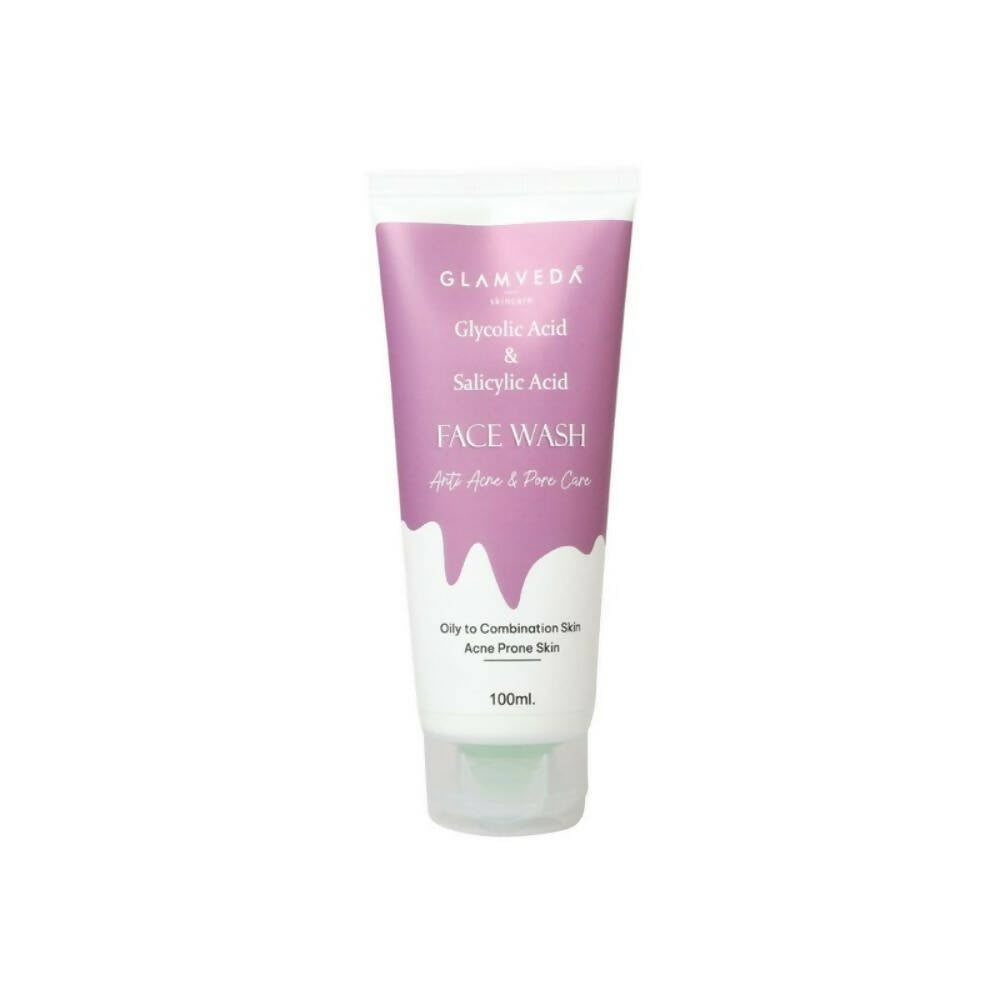 Glamveda Glycolic Acid & Salicylic Acid Anti Acne Face Wash | Grocsy