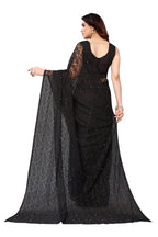 Vamika Ethnic Fire Black Pearls Net Saree | Grocsy