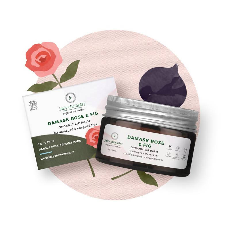 Juicy Chemistry Damask Rose & Fig Lip Balm for Dry & Flaky Lips | Grocsy