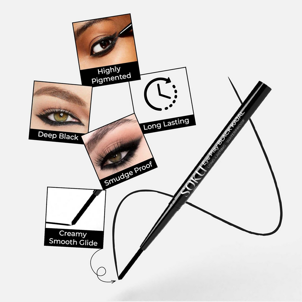 SOKU Eye Play Matte Finish Black Kajal Stick | Grocsy