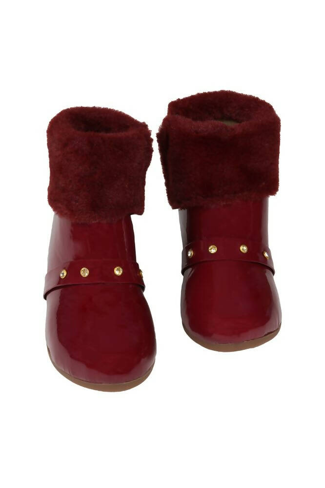 Tiny Bugs Girls Anckle Lenght Boots -Maroon | Grocsy