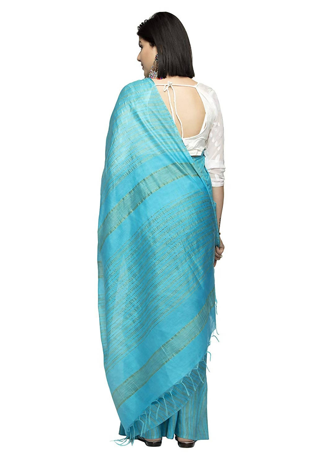 Mominos Fashion Firozi Color Bhagalpuri Saree | Grocsy