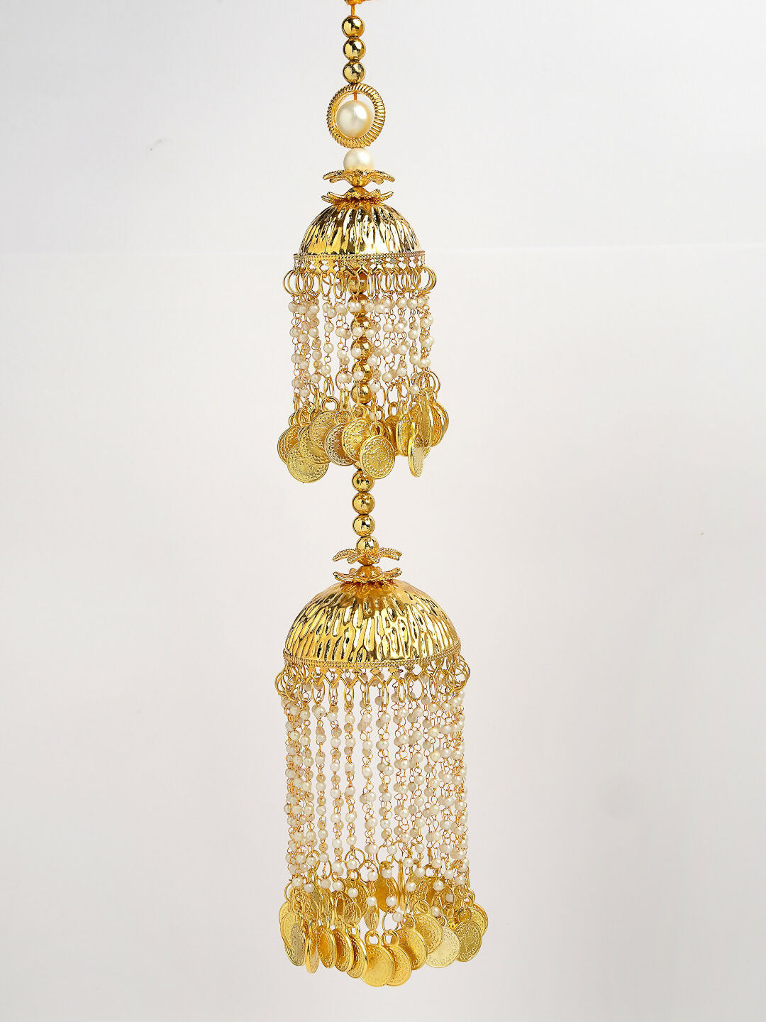 NVR Women's Pack Of 2 Gold-Polished & White Pearl Beaded Bridal Layered Heavy Kaleera Sets | Grocsy