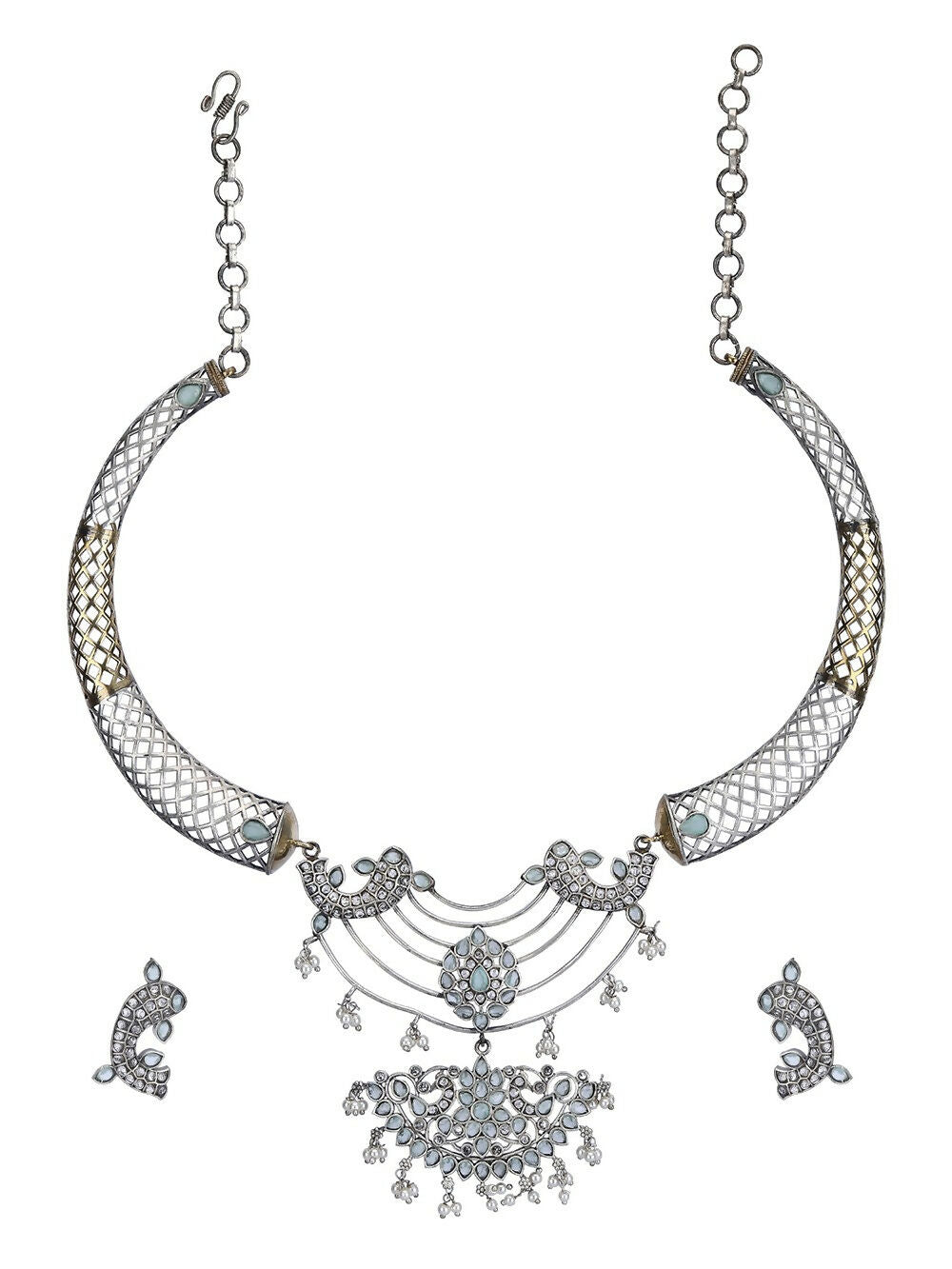 Joban Fashion Women Handcrafted Dual Tone Set Of Necklace & Earrings | Grocsy