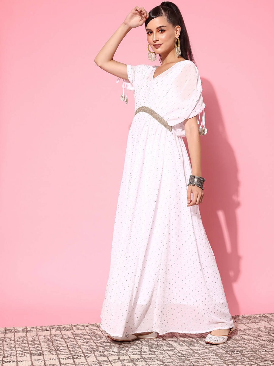Ahalyaa Women's Traditional wear Ethnic Dress - White | Grocsy