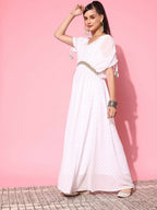Ahalyaa Women's Traditional wear Ethnic Dress - White | Grocsy