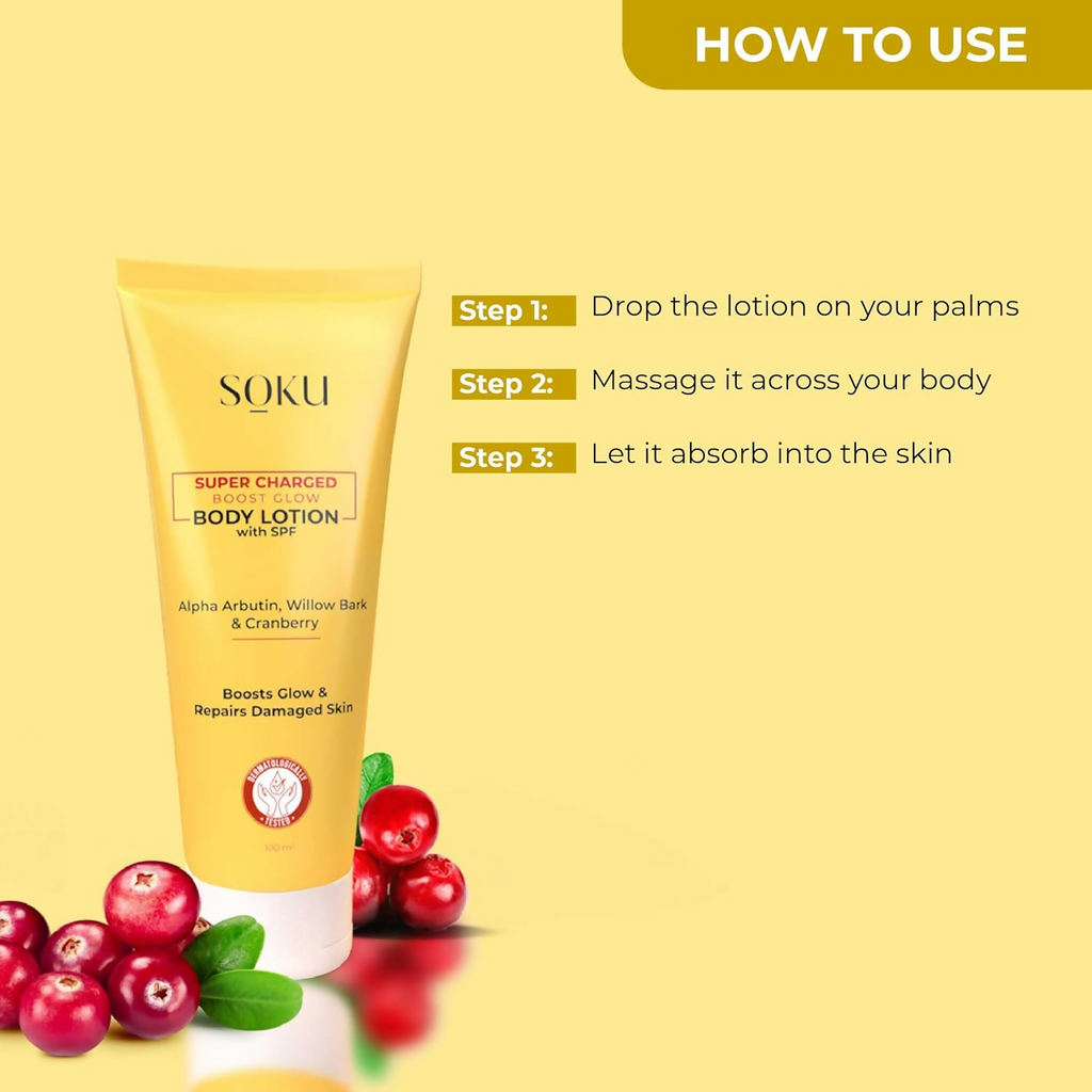 SOKU Super Charged Boost Glow Body Lotion With SPF | Grocsy