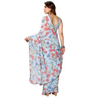 Women's Partywear Designer Sky blue Georgette Fancy Saree - Satrangi | Grocsy