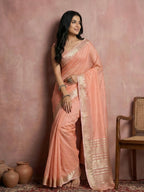 Shree Shyam Fashion Peach Cotton Saree | Grocsy