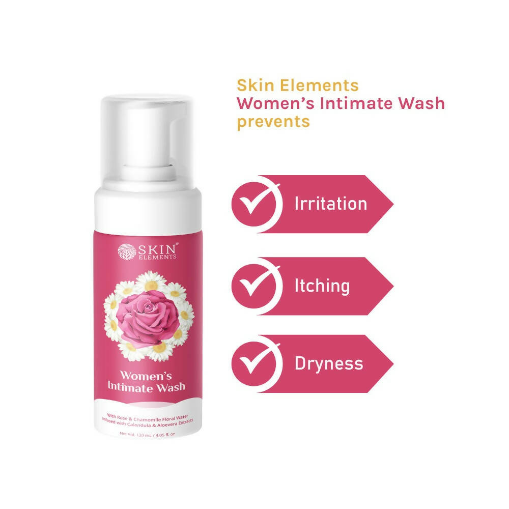 Skin Elements Women's Intimate Wash with Rose & Chamomile Floral Water | Grocsy