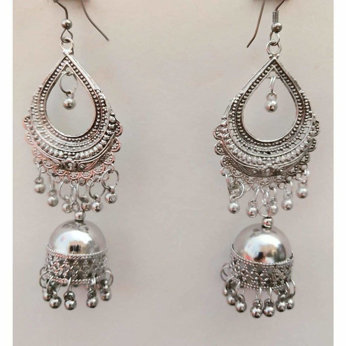 MS Fashion India Long Jhumki Good Finishing Afghani Brass Pearl Tassel Earrings | Grocsy