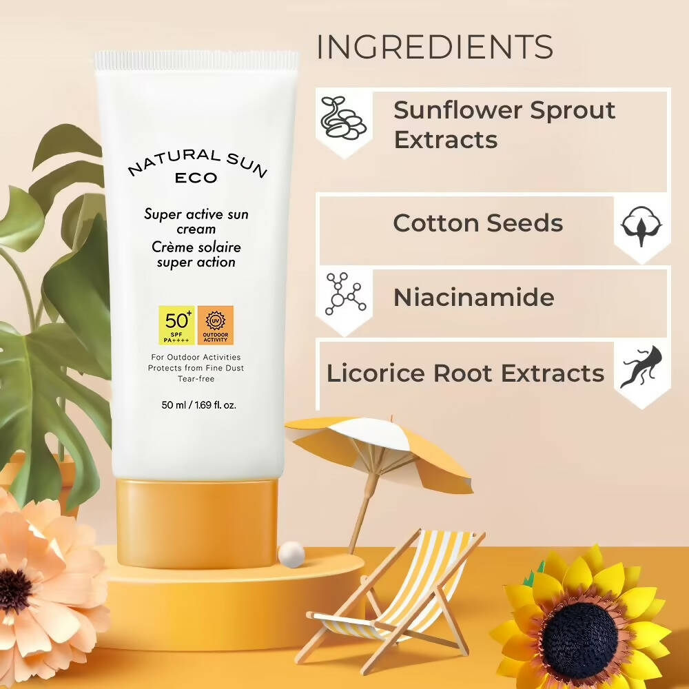 The Face Shop Natural Sun Eco Super Active Sun Cream - Korean Skincare | Grocsy