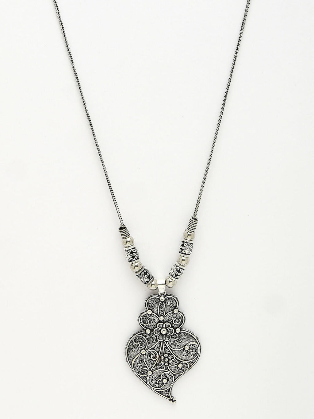 NVR Women's Silver-Toned German Silver Oxidised Pendant with Chain | Grocsy