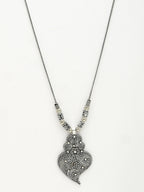 NVR Women's Silver-Toned German Silver Oxidised Pendant with Chain | Grocsy