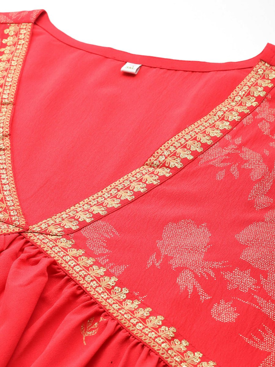 Ahalyaa Women's Traditional Wear Co-ords - Red | Grocsy