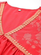 Ahalyaa Women's Traditional Wear Co-ords - Red | Grocsy