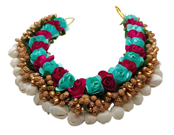 Skyblue & Pink Hair Gajra | Grocsy
